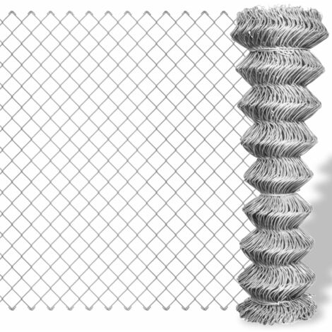 Valla de tela metálica acero galvanizado plateado 25x1,25 m vidaXL
