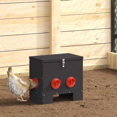 Comedero para pollos 2 pcs Negro 40,5 x 25 x 38 cm vidaXL