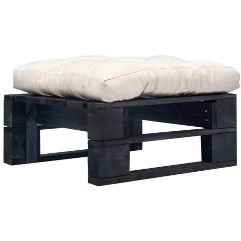 Otomana de palets de jardín con cojín color arena madera negra vidaXL