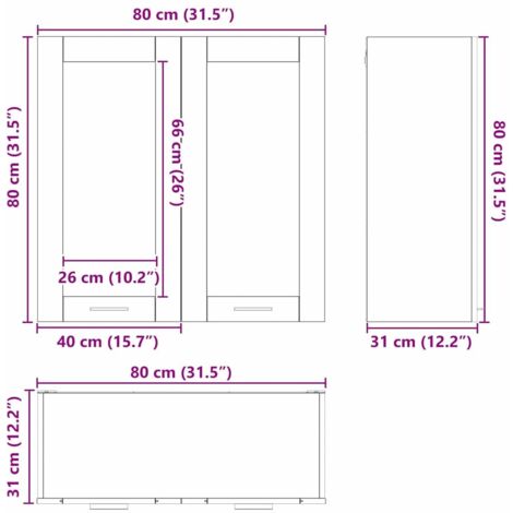 Mueble De Pared Para Horno VidaXL Riga | Roble Negro, 60x46x81.5 Cm | Amplio Almacenamiento Para Cocina Moderna