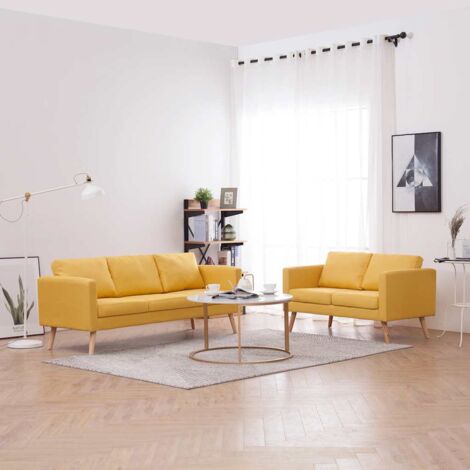 Conjunto de sofás 2 piezas tela amarillo vidaXL