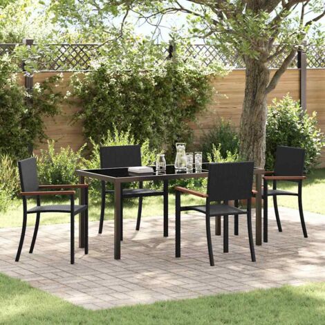 Conjunto de Comedor de Jardín 5 pcs Negro Poliratán (1/5)