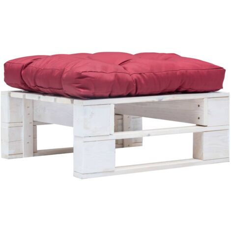 Otomana de palets de jardín con cojín rojo madera blanca vidaXL