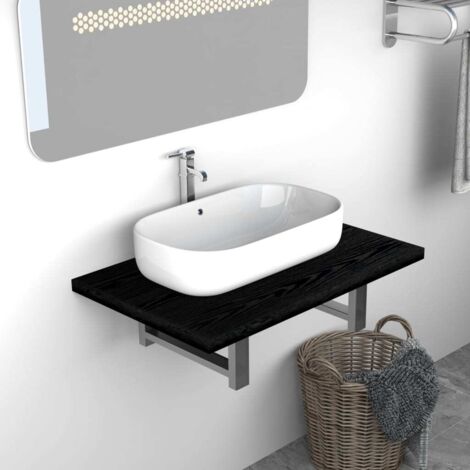 Mueble de cuarto de baño negro 60x40x16,3 cm vidaXL