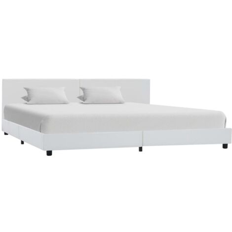 Estructura de cama de cuero sintético blanco 180x200 cm