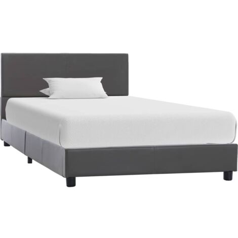Estructura de cama sin colchón cuero sintético gris 90x200 cm vidaXL