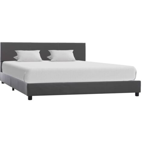 Estructura de cama de cuero sintético gris 160x200 cm vidaXL