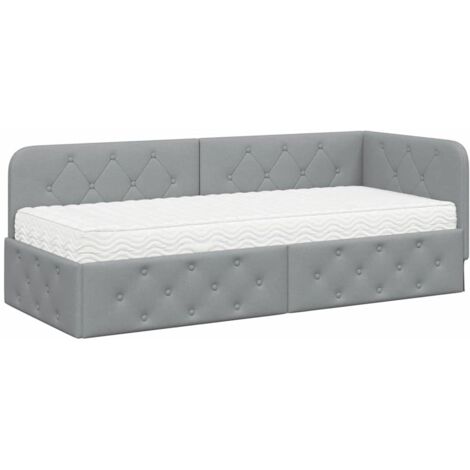 Estructura de cama en esquina Gris Claro 80 x 200 cm tela vidaXL (1/5)