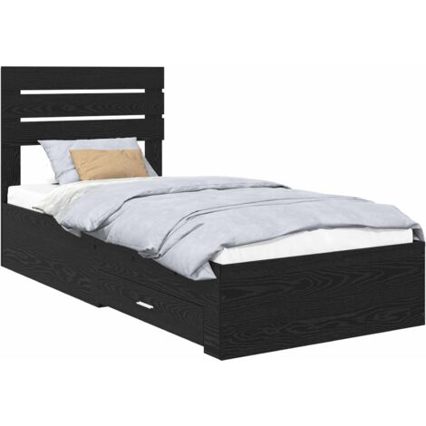 Estructura de cama Roble Negro 90 x 200 cm Madera de ingeniería vidaXL (1/5)