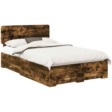 Estructura de cama con cabecera Roble ahumado 135 x 190 cm vidaXL (1/5)