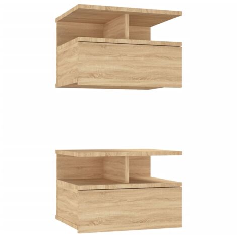 Mesita de noche flotante 2 uds madera roble Sonoma 40x31x27 cm vidaXL