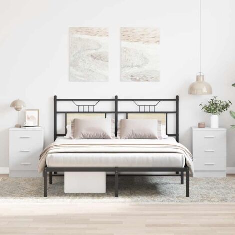 Mesitas de noche 2 uds madera contrachapada blanco 38x35x56 cm vidaXL