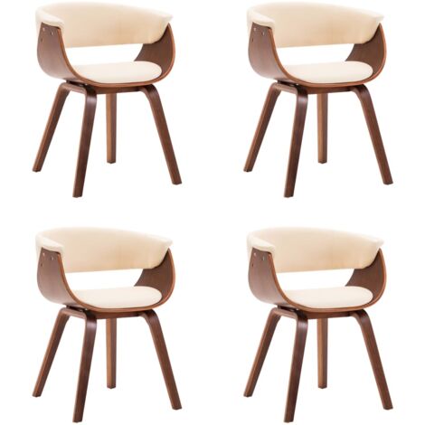 Sillas de comedor 4 uds madera curvada y cuero sintético crema vidaXL (1/5)