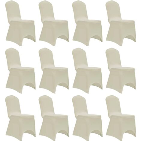 Fundas para sillas elásticas Crema 12 piezas DEC022525