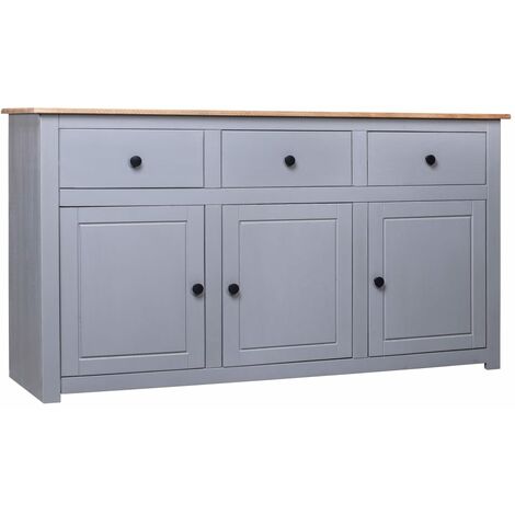 Aparador de madera maciza pino estilo Panamá gris 135x40x80 cm vidaXL