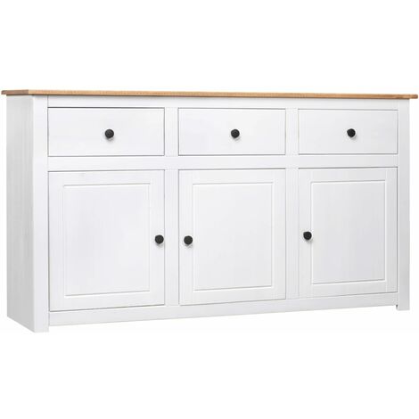 Aparador de madera de pino estilo Panamá blanco 135x40x80 cm vidaXL