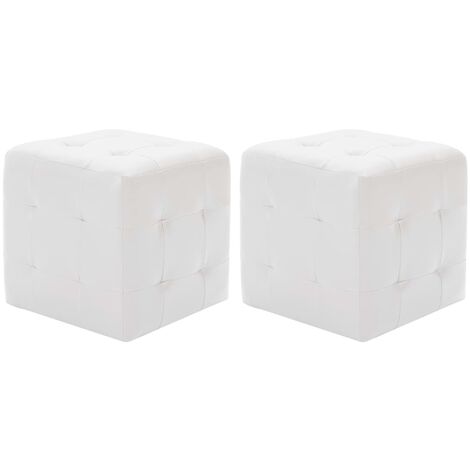 Puf 2 unidades cuero sintético blanco 30x30x30 cm vidaXL