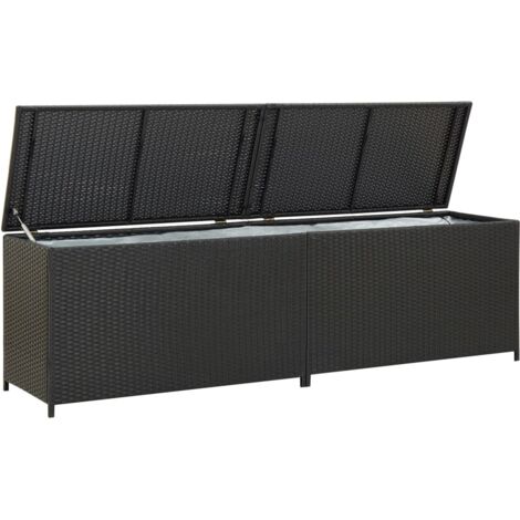 Caja de almacenaje de jardín ratán sintético negro 200x50x60 cm vidaXL