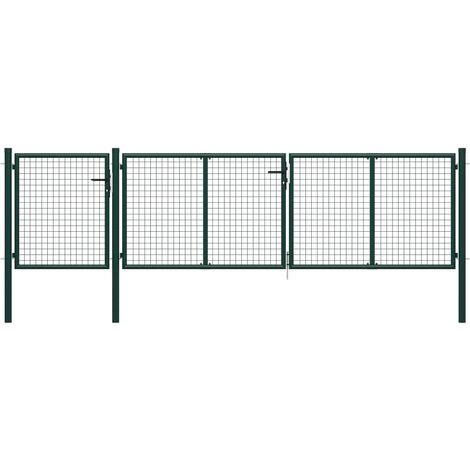 Puerta de jardín de acero 400 x 75 cm verde vidaXL (1/5)