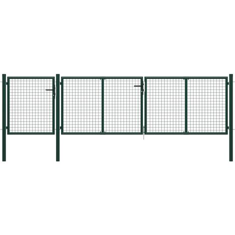 Puerta de jardín de acero 400 x 100 cm verde vidaXL (1/5)