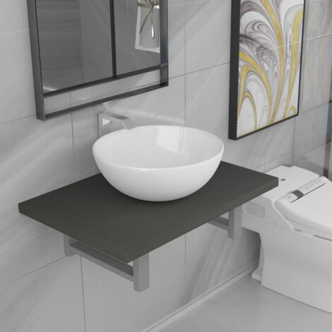 Conjunto de muebles de baño 2 piezas cerámica gris vidaXL