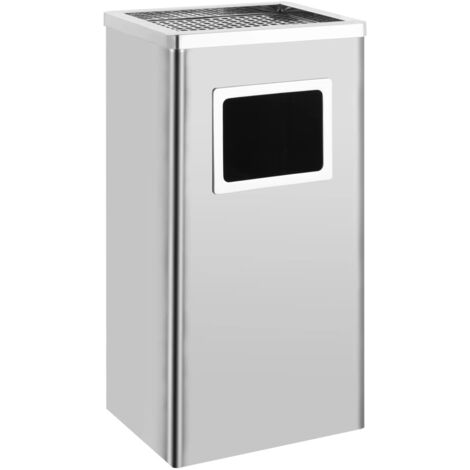 Papelera con cenicero de acero inoxidable 45 L vidaXL