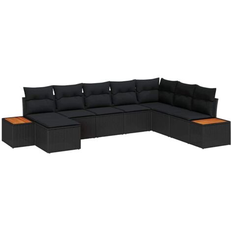 Conjunto de sofás de jardín 9 pcs Negro Ratán sintético vidaXL (1/5)