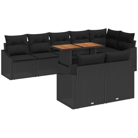 Conjunto de sofá de jardín 9 pcs Negro Poliratán vidaXL (1/5)