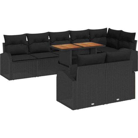Conjunto de sofá de jardín 9 pcs Negro Poliratán vidaXL (1/5)