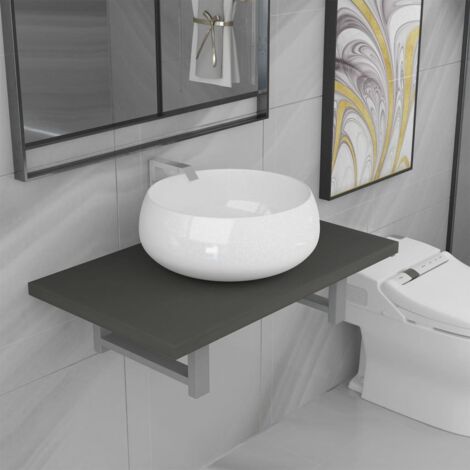 Conjunto de muebles de baño 2 piezas cerámica gris vidaXL
