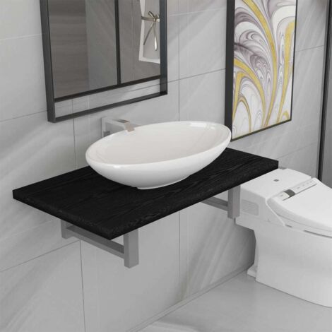 Conjunto de muebles de baño 2 piezas cerámica negro vidaXL