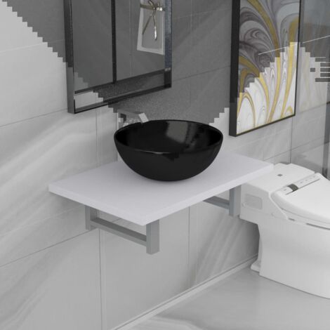Conjunto de muebles de baño 2 piezas cerámica blanco vidaXL