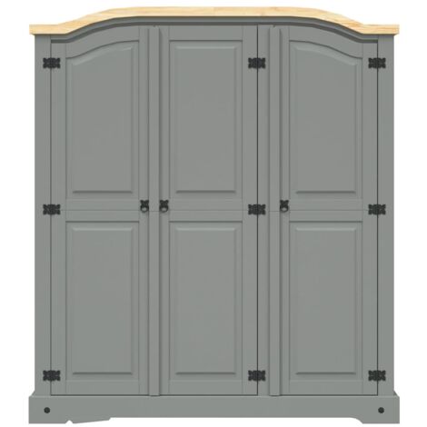 Armario madera de pino Mexicano estilo Corona gris 3 puertas vidaXL