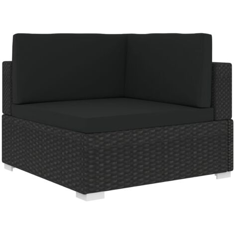 Asiento seccional de esquina con cojines 1 ud ratán PE negro vidaXL