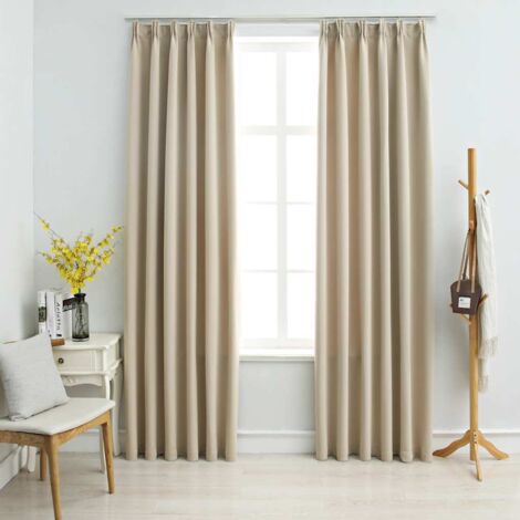 Cortinas opacas con ganchos 2 unidades beige 140x245 cm vidaXL
