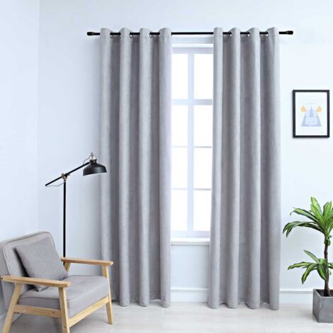 Cortinas opacas con anillas de metal 2 pzs gris 140x175 cm vidaXL