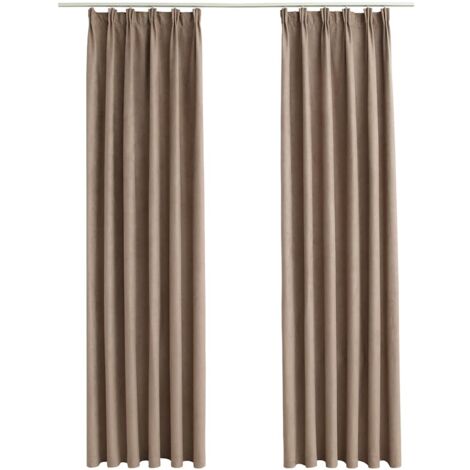 Cortinas opacas con ganchos 2 piezas gris topo 140x245 cm vidaXL