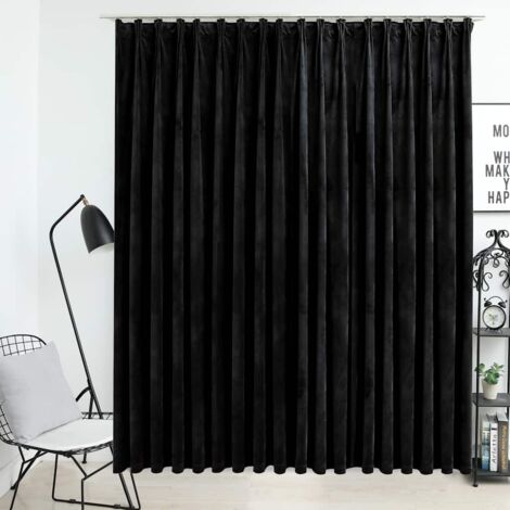 Cortina opaca con ganchos terciopelo negro 290x245 cm vidaXL