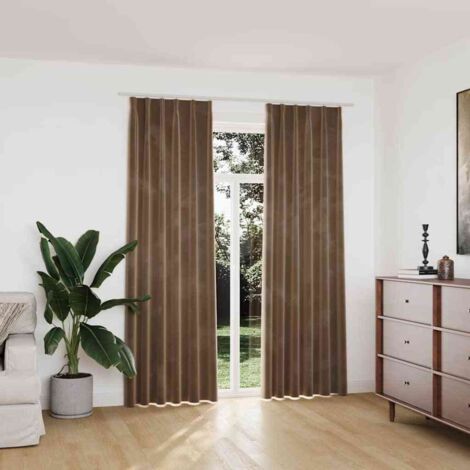 Cortinas opacas con ganchos 2 pzas terciopelo beige 140x225 cm vidaXL
