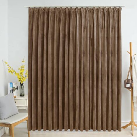 Cortina opaca con ganchos terciopelo beige 290x245 cm vidaXL