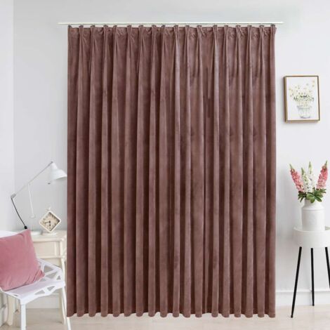 Cortina opaca con ganchos terciopelo rosa envejecido 290x245cm vidaXL