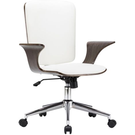 Silla de oficina giratoria cuero sintético madera curva blanco vidaXL (1/5)
