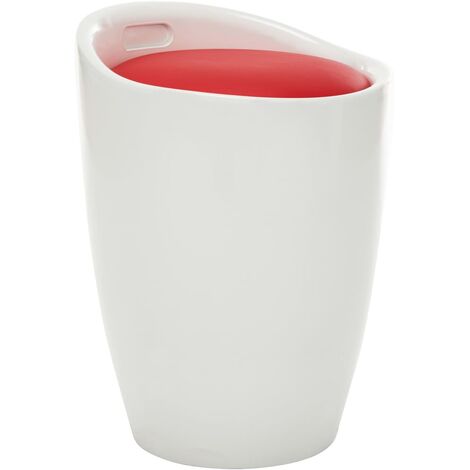 Taburete de almacenamiento de cuero sintético blanco y rojo vidaXL (1/5)
