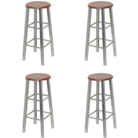 Taburetes de cocina 4 unidades MDF plateado y marrón vidaXL