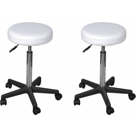 Taburetes de oficina 2 uds cuero sintético blanco vidaXL