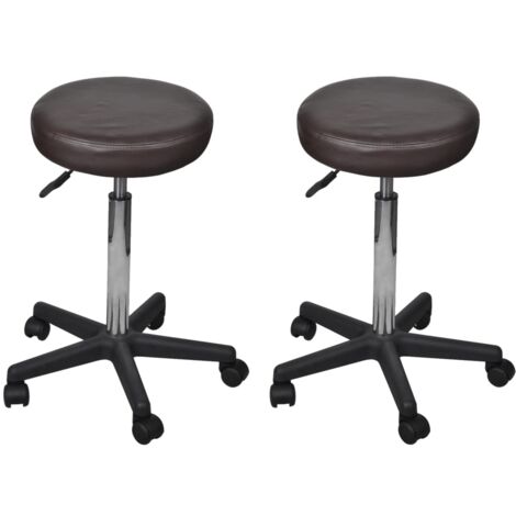 Taburetes de oficina 2 uds cuero sintético marrón vidaXL