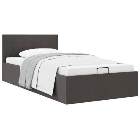 Cama canapé hidráulica de almacenaje sin colchón gris 90x200 cm vidaXL