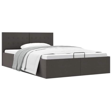 Cama canapé hidráulica de almacenaje sin colchón gris 140x200cm vidaXL