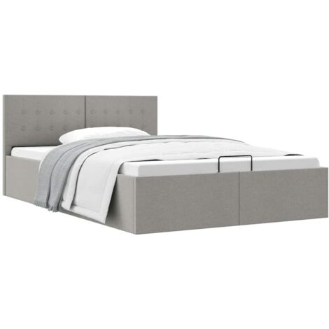 Cama hidráulica almacenaje sin colchón gris claro 120x200 cm vidaXL