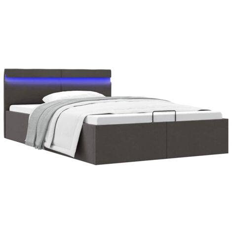Cama canapé hidráulica de almacenaje sin colchón gris 140x200cm vidaXL